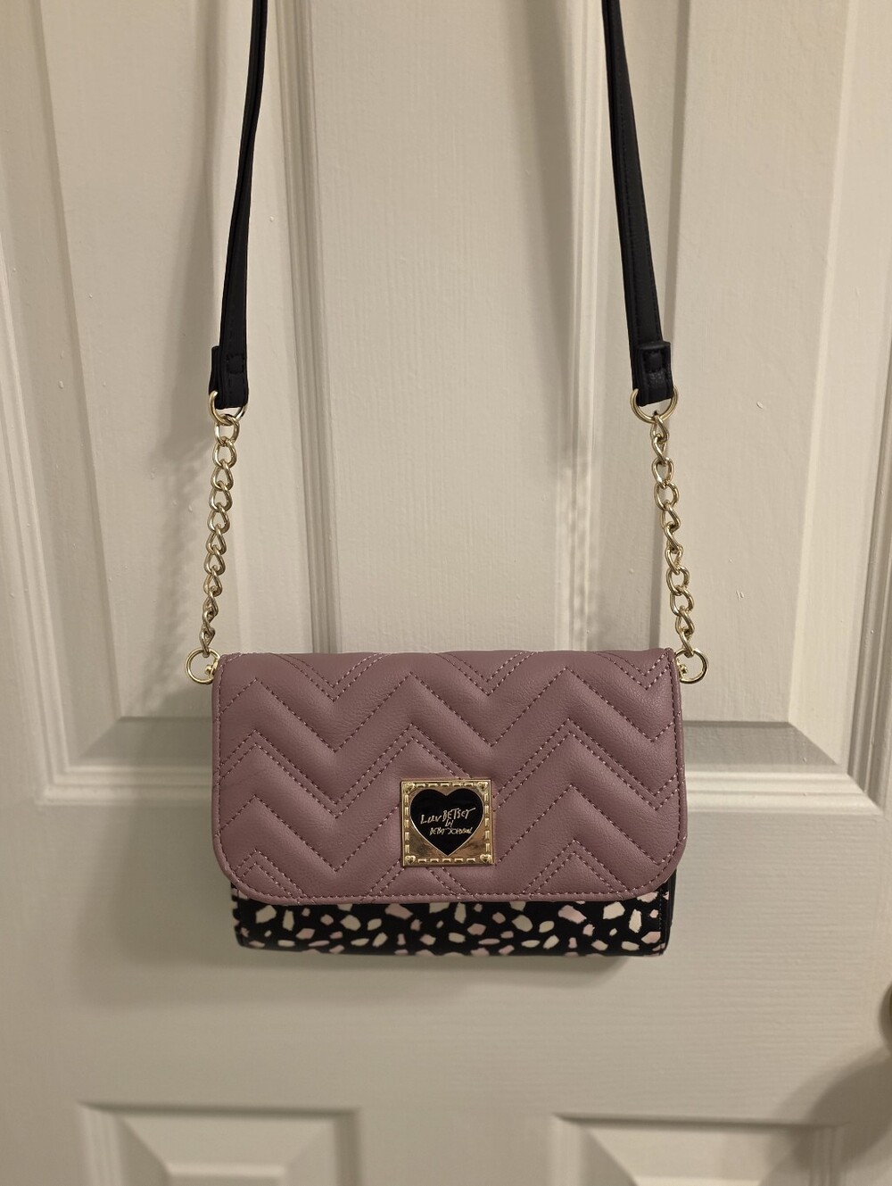Betsey Johnson Mauve and Black Crossbody